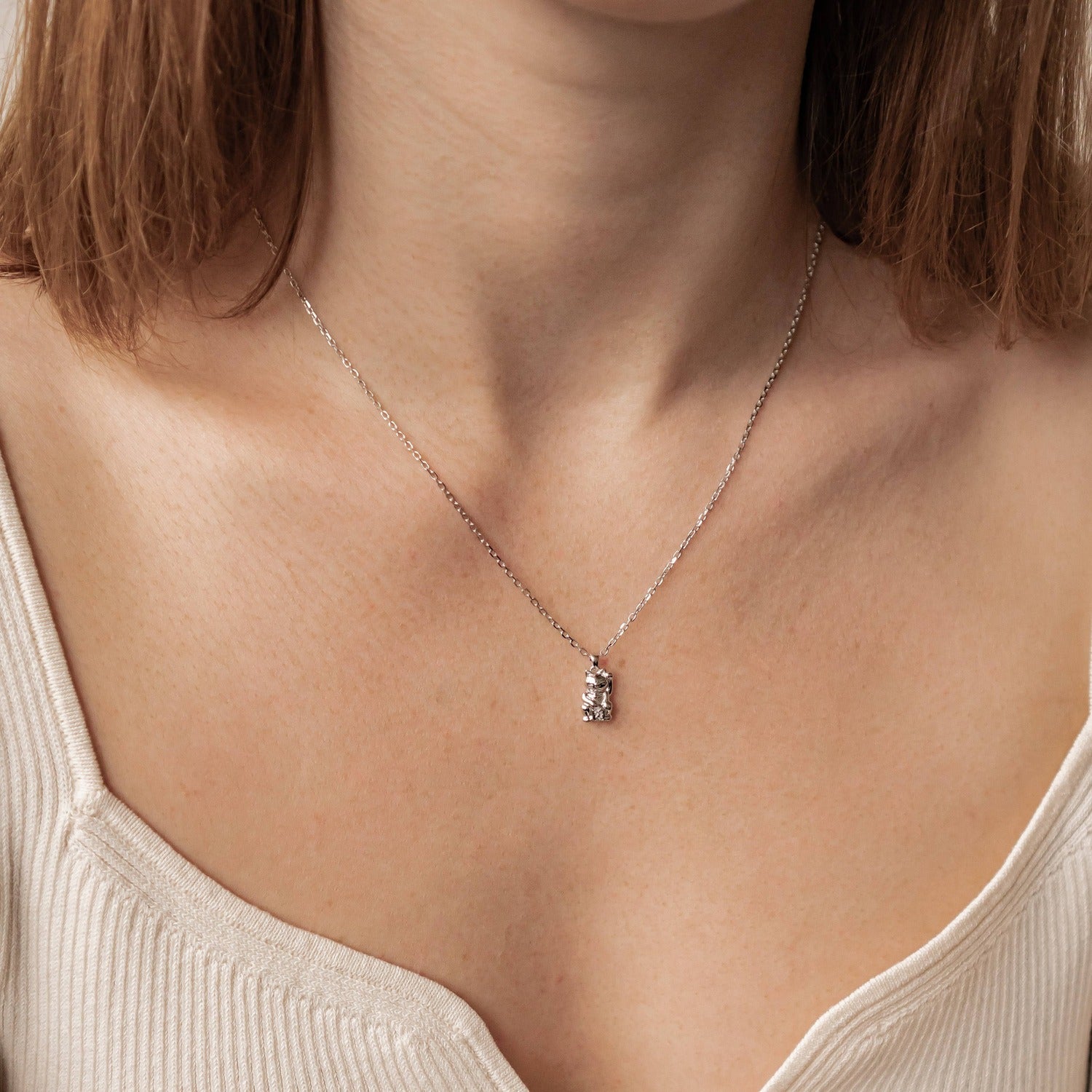 Collier Pendentif Lucky Chat Sterling Argent